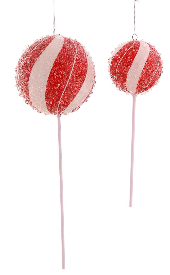Ornamento Pvc Lollypop Con Perline 15cm 1pz. Red White