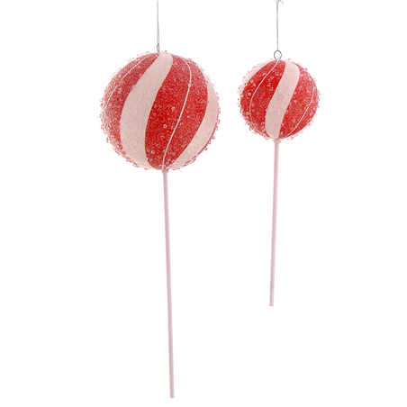 Ornamento Pvc Lollypop Con Perline 20cm 1pz. Red White