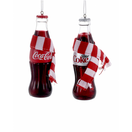 Ornamento Bottiglia Coca Cola Con Sciarpa 12c 1pz. White Or  Red