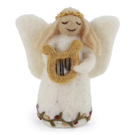 Ornamento Lana Angelo Con Arpa