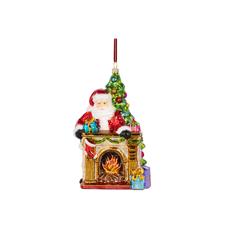 Ornamento Vetro Da Collezione  Santa, Tree And Fireplace