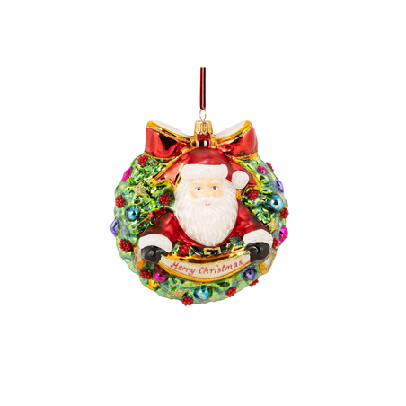 Ornamento Vetro Da Collezione  Wreath With Santa