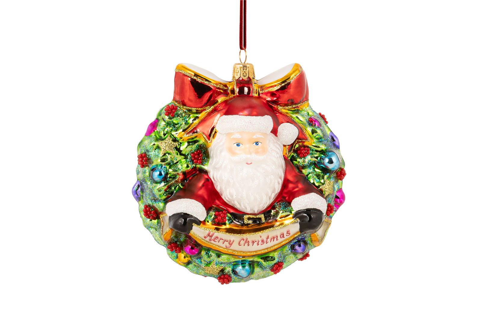 Ornamento Vetro Da Collezione Wreath With Santa