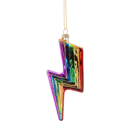 Ornamento Vetro Fulmine Multicolor H14cm