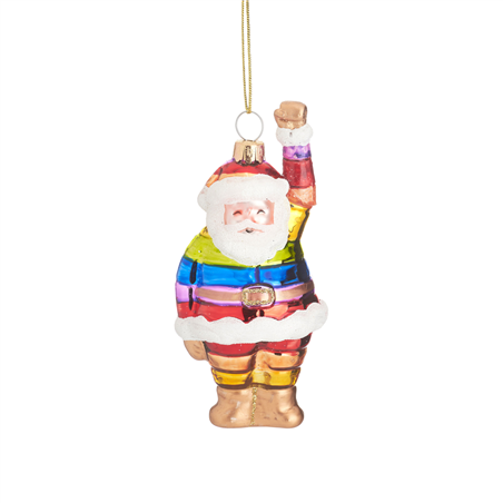 Ornamento Vetro Babbo Natale Raimbow H11.5cm