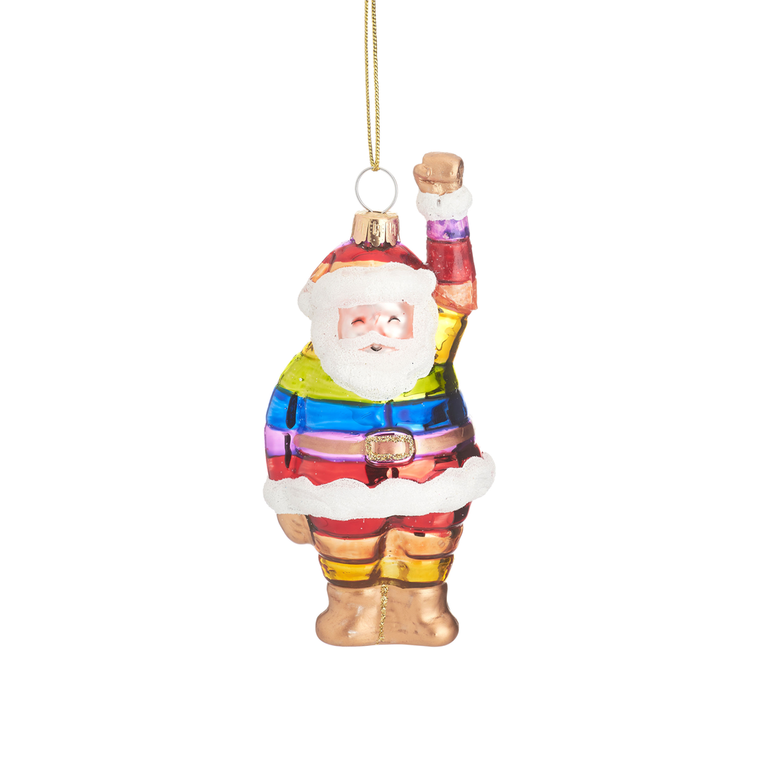 Ornamento Vetro Babbo Natale Raimbow H11.5cm