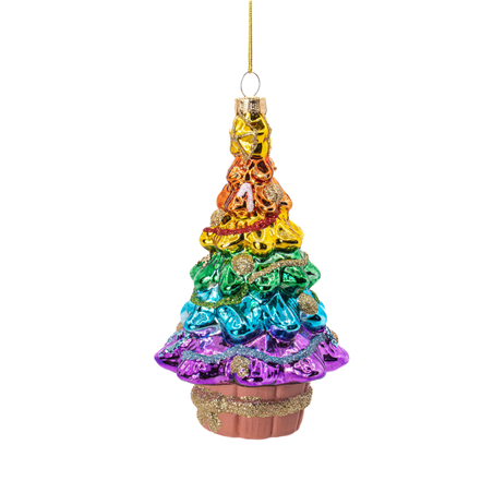 Ornamento Vetro Albero Natale Arcobaleno H15c