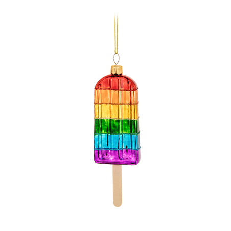 Ornamento Vetro Ghiacciolo Arcobaleno H15cm