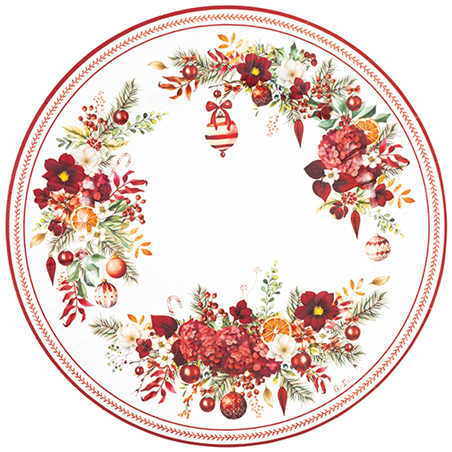 Sottopiatto Carta D33cm 6pz Natale Christmas Bouquet