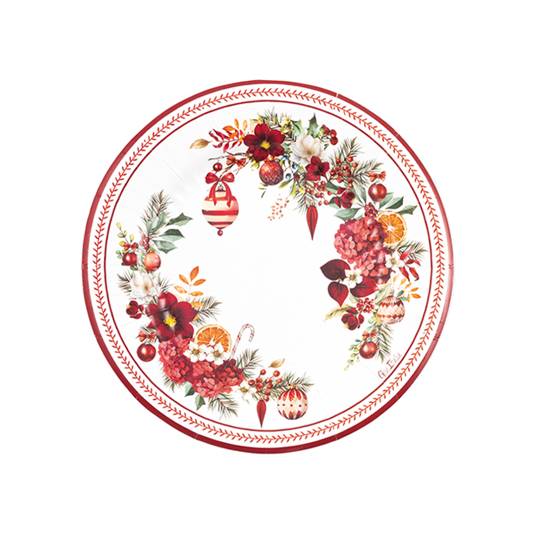 Piatto Carta 21cm New Liberty 8pz Natale Christmas Bouquet