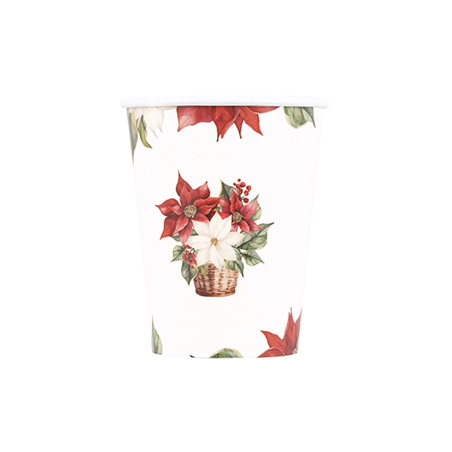 Bicchiere Carta 250cc 8pz Natale  Stella Di Natale
