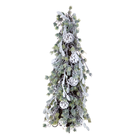 Albero Cono Pino Innevato Con Pigne H70cm