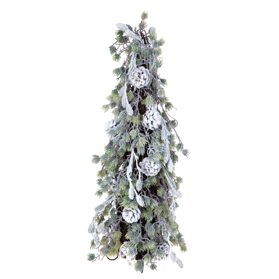 Albero Cono Pino Innevato Con Pigne H70cm