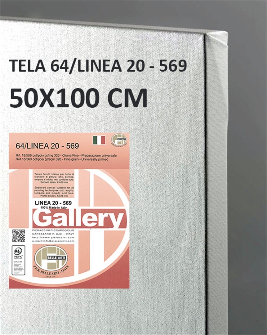 Telaio Telato Cm.50x100 Gallery 20 Tela 569 Cotone/poliestere Grana Fine