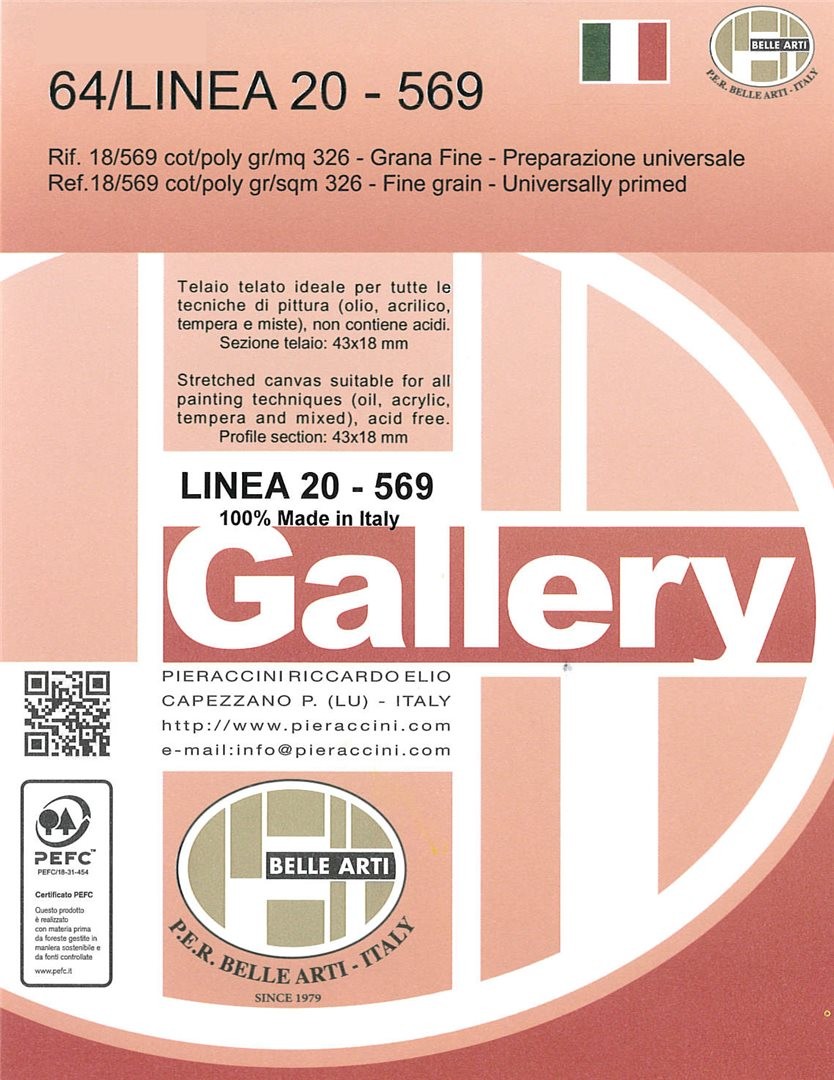 Telaio Telato Cm.50x100 Gallery 20 Tela 569 Cotone/poliestere Grana Fine — immagine 2