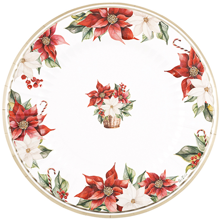 Piatto Carta Maxi D33cm 6pz Natale  Stella Di Natale