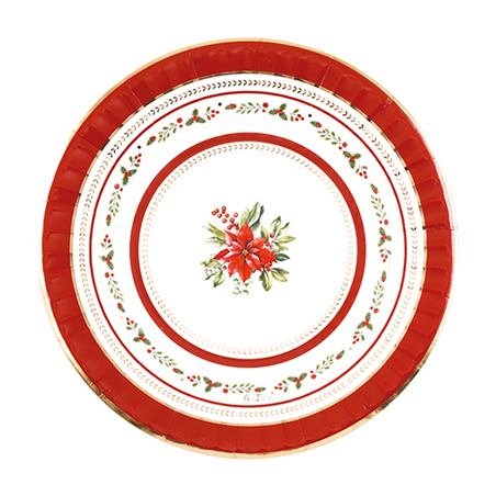 Piatto Carta 27cm 8pz Natale  Red Royal