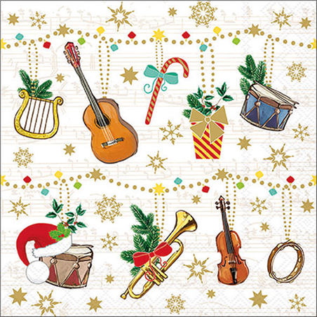 Tovagliolo Natale 25x25  Christmas Instruments