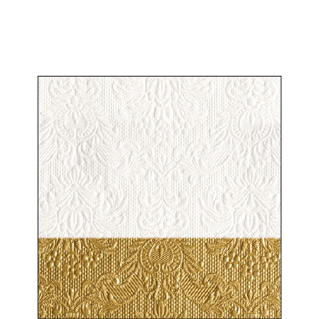 Tovagliolo 25x25 Carta Decorato  Elegance Bianco/oro
