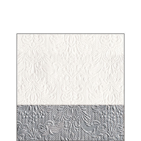 Tovagliolo 25x25 Carta Decorato  Elegance Bianco/argento