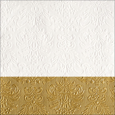 Tovagliolo 33x33 Carta Decorato  Elegance Bianco/oro