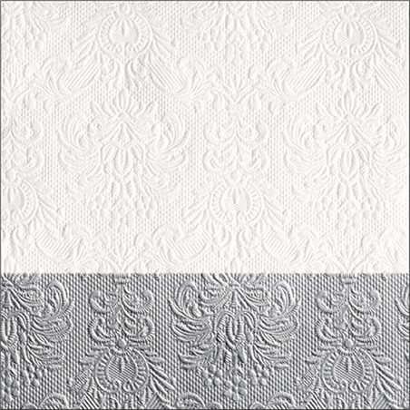 Tovagliolo 33x33 Carta Decorato  Elegance Bianco/argento