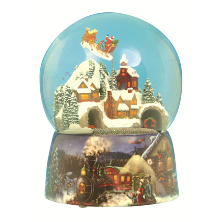 Carillon Boule D15cm Babbo Natale E Trenino