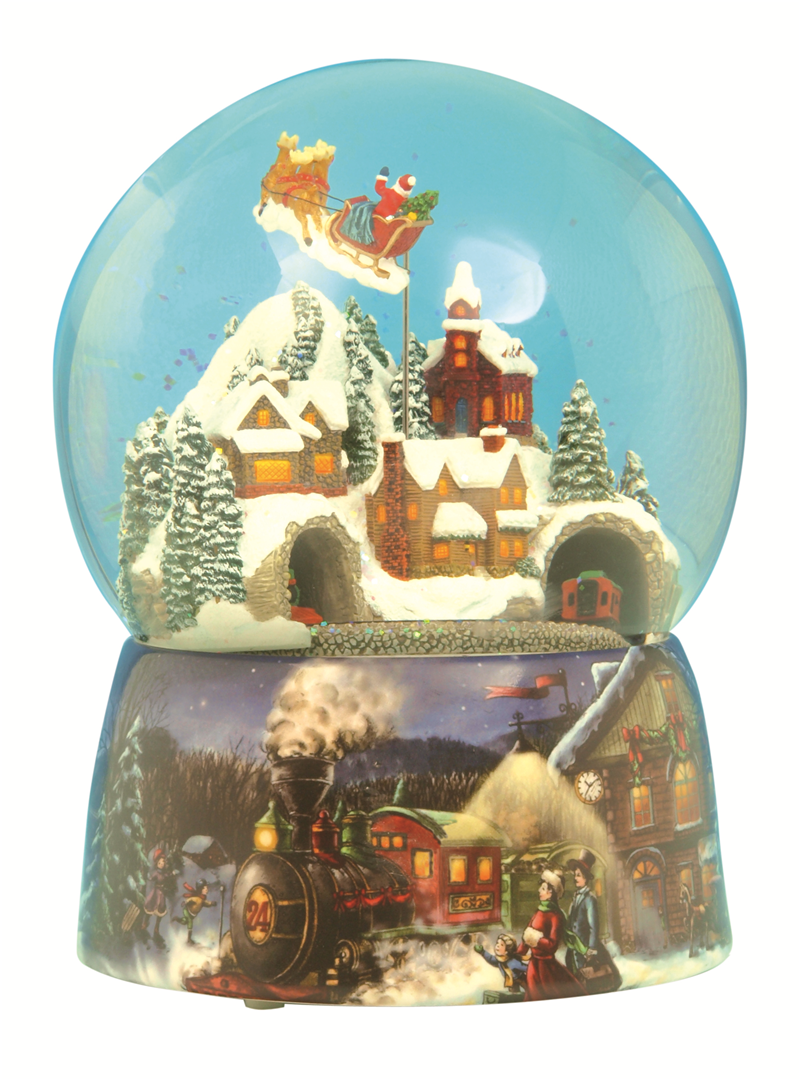 Carillon Boule D15cm Babbo Natale E Trenino