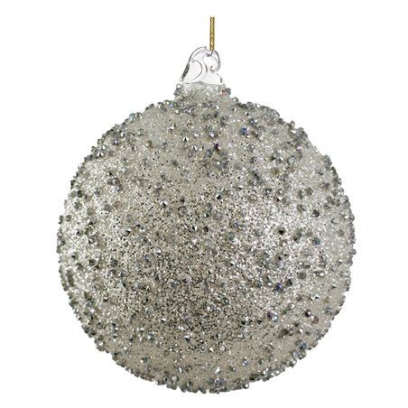 Sfera Vetro D12cm Full Silver Glitter Diamond