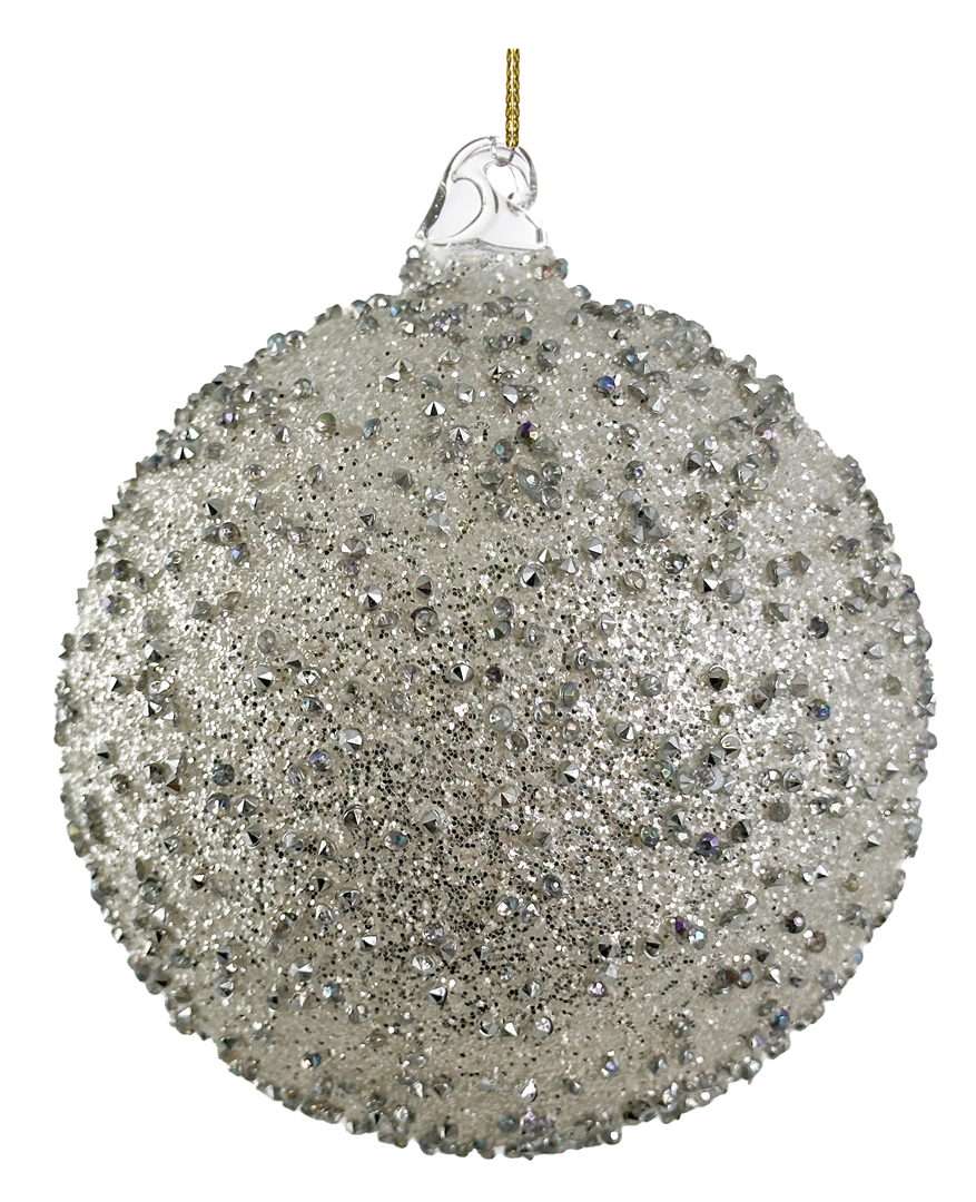 Sfera Vetro D12cm Full Silver Glitter Diamond
