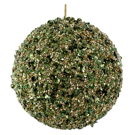Sfera D12cm Perline Green Gold