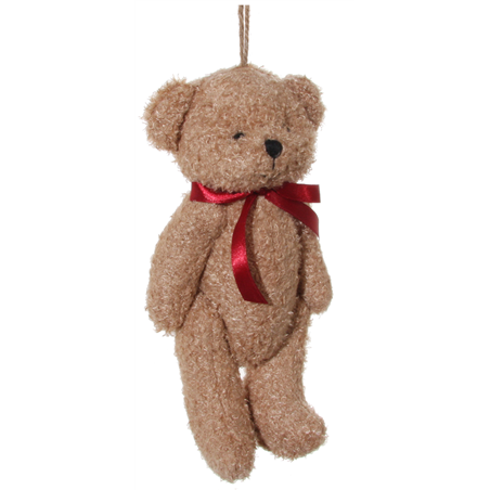 Ornamento Orsetto Con Fiocco 21cm Brown Red
