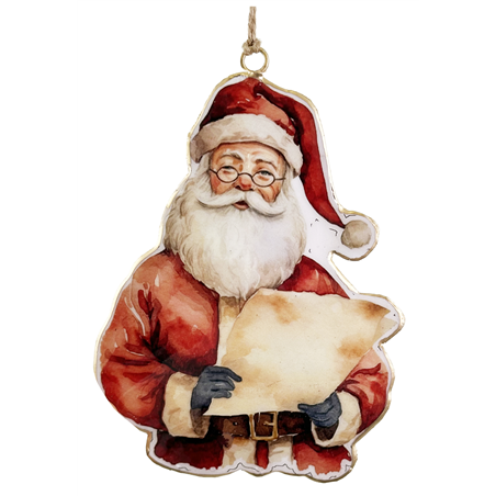 Ornamento Metallo Babbo Natale Con Lettera