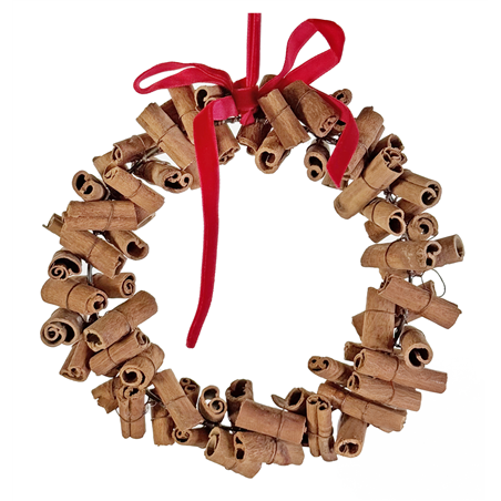 Ornamento Coroncina Cannella Con Fiocco 20cm