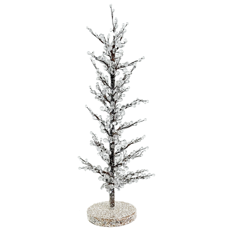 Albero Decorativo Con Perline Ghiaccio H60cm