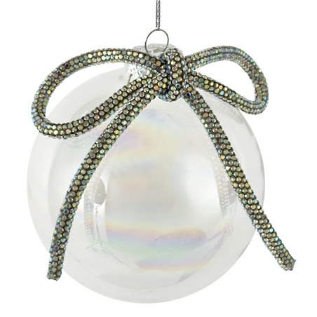 Sfera Vetro D10cm Trasparente Fiocco Strass