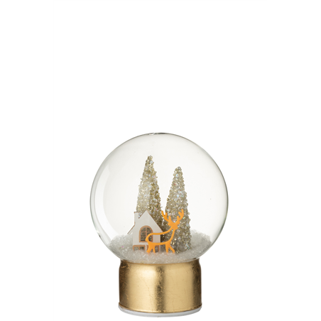Sfera Vetro D'Appoggio Led Con Villaggio 21cm Bianco Oro