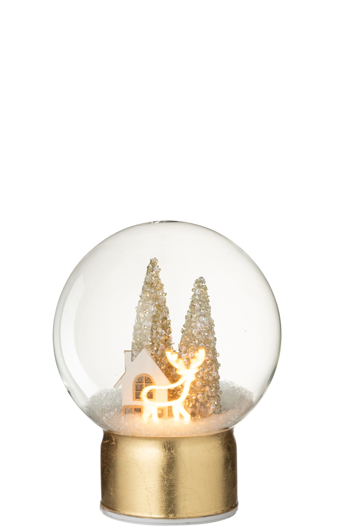 Sfera Vetro D'Appoggio Led Con Villaggio 21cm Bianco Oro — immagine 2