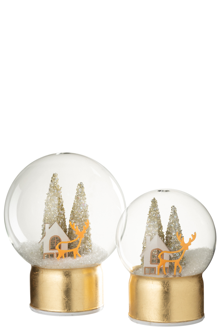 Sfera Vetro D'Appoggio Led Con Villaggio 21cm Bianco Oro — immagine 5
