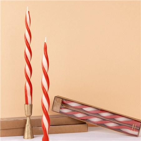 Candela Conica Twist Merimeri 2pz White Red