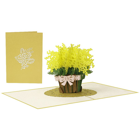 Biglietto Auguri Kirigami  Fatto A Mano Mimose