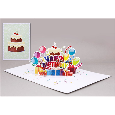 Biglietto Auguri Kirigami  Fatto A Mano Happy Birthday
