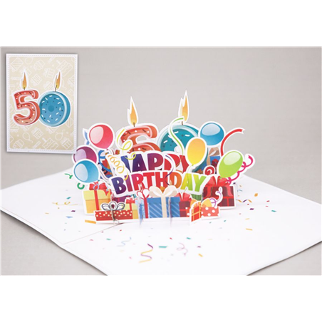 Biglietto Auguri Kirigami  Fatto A Mano Happy 50