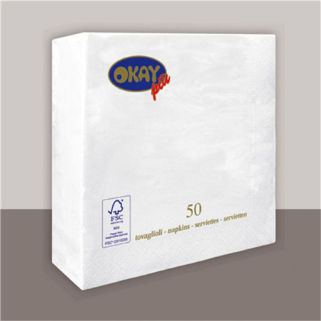 Tovagliolo Ovatta 2v 33x33cm 50pz  Bianco