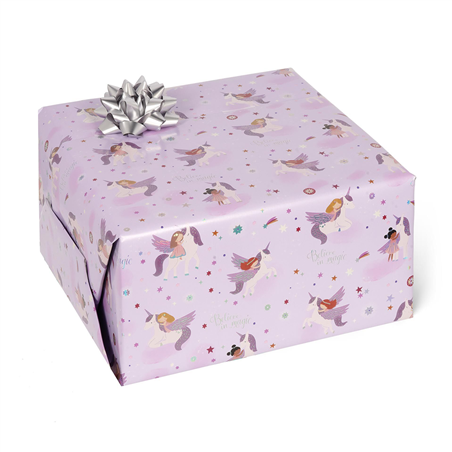Carta Regalo 70x2mt Rotolo  Lilac Unicorn