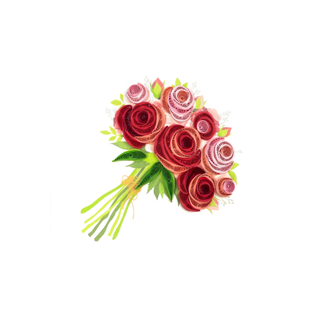 Biglietto Auguri Quilling  Fatto A Mano Bouquet Of Roses