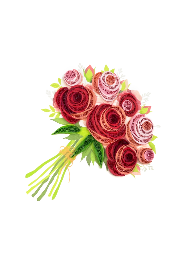 Biglietto Auguri Quilling Fatto A Mano Bouquet Of Roses