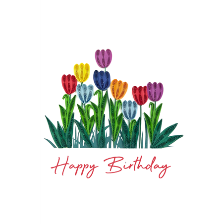 Biglietto Auguri Quilling  Fatto A Mano Flowers Field