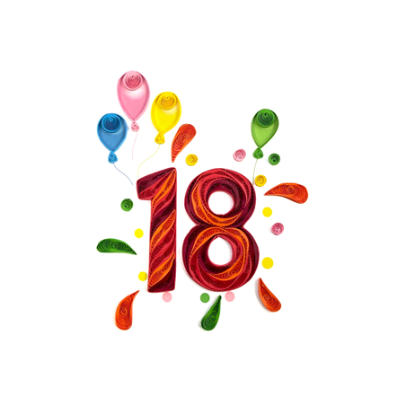 Biglietto Auguri Quilling  Fatto A Mano 18 Anni