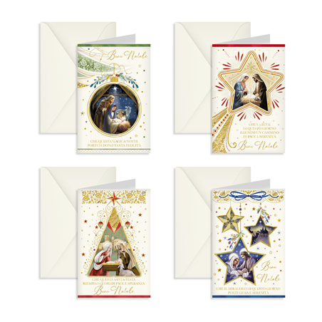 Biglietto Auguri Natale Religioso Damascato